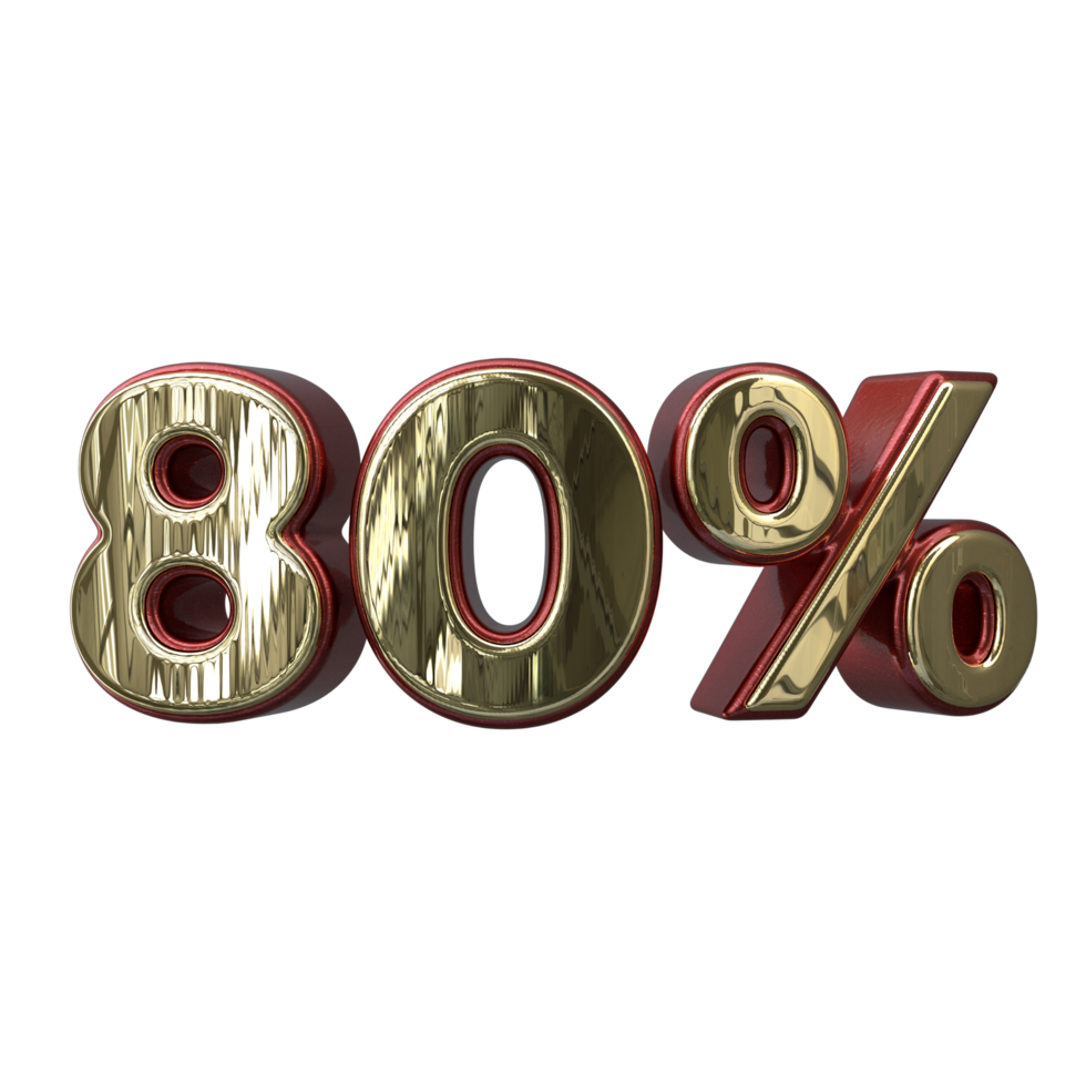 80 percent 3D number transparent background png