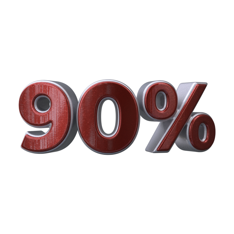 90 percent 3D number transparent background png