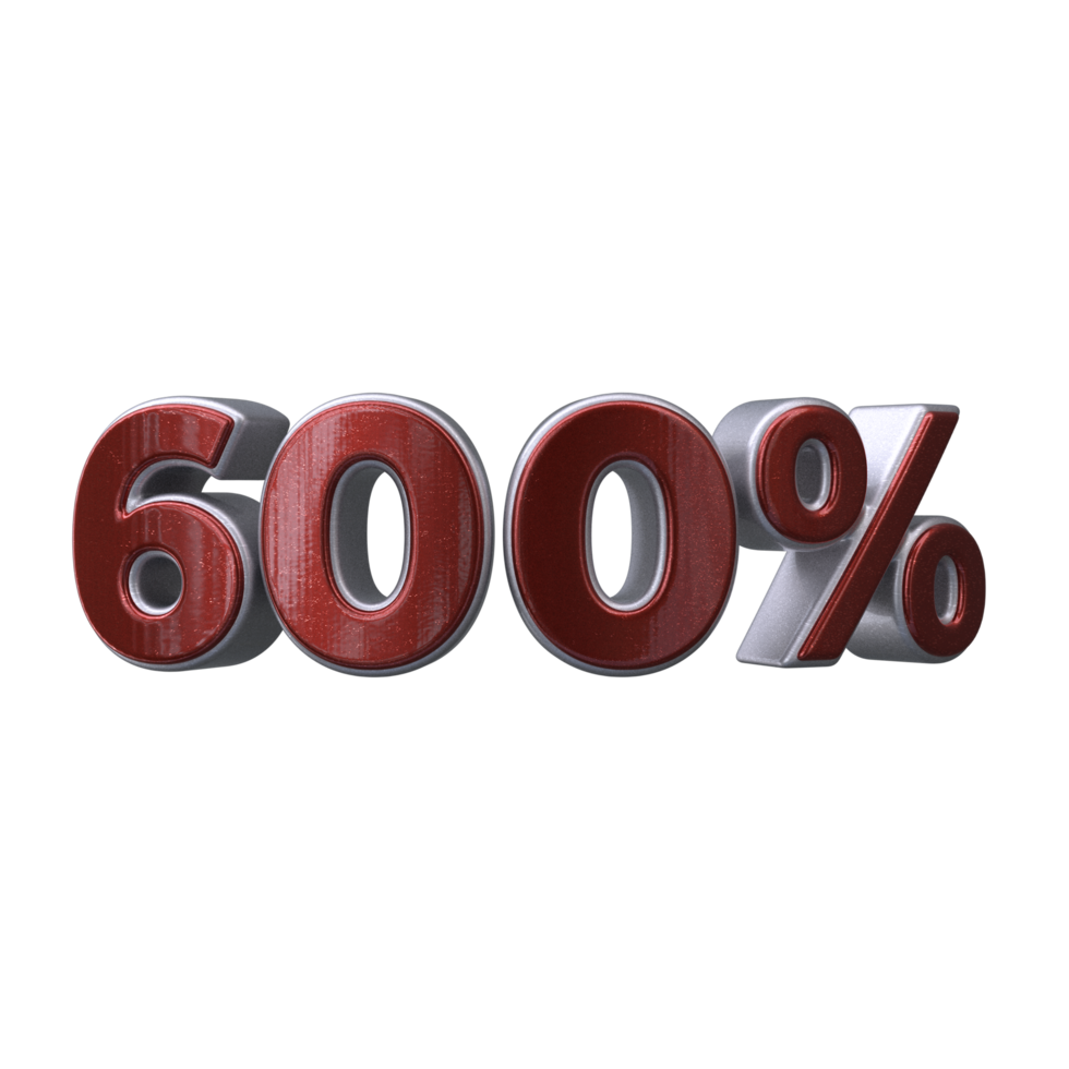 600 percent 3D number transparent background png