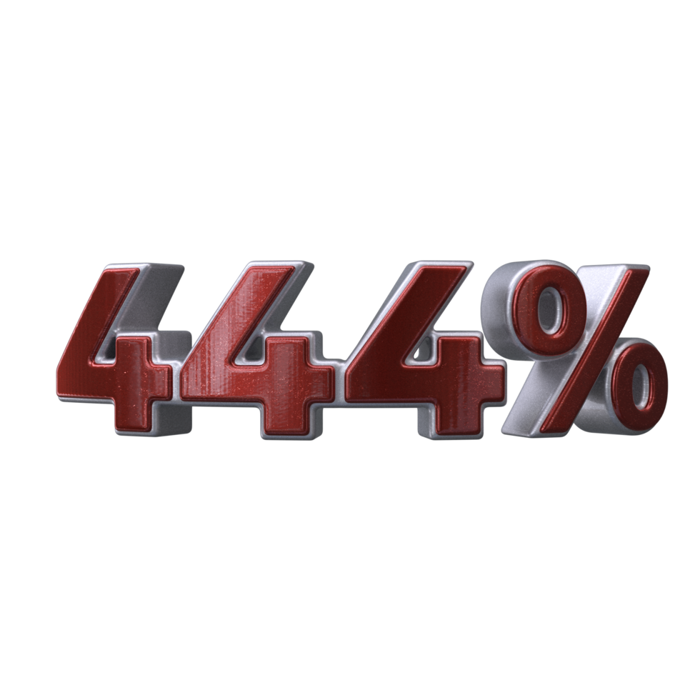 444 percent 3D number transparent background png