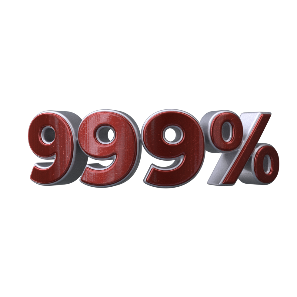 999 percent 3D number transparent background png