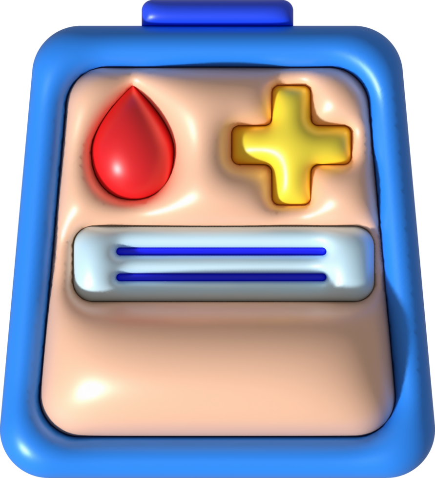 Illustration 3d von ein Blut Tasche Symbol zum medizinisch Behandlung. png