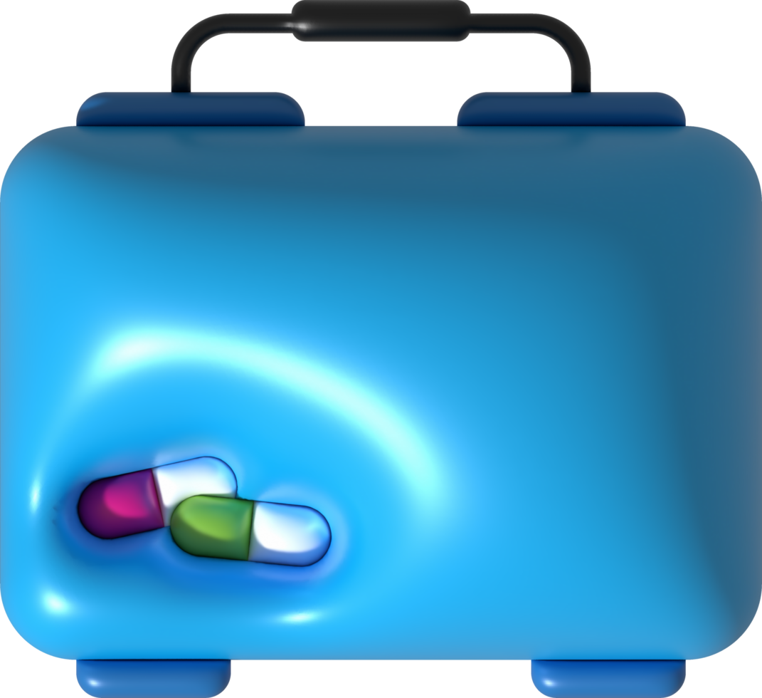 illustration 3D. Medicine box. Medical aid bag. png