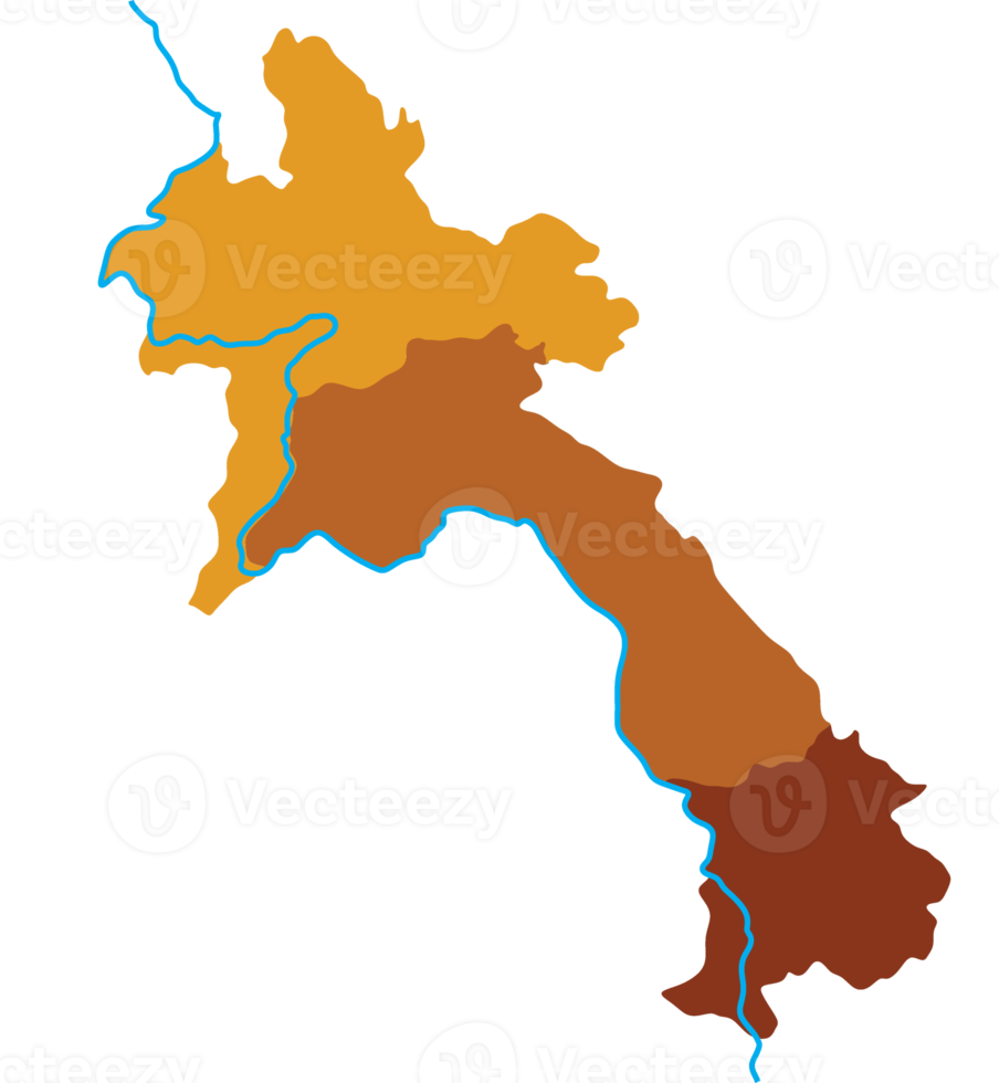 Laos kaart met Mekong rivier, drie Regio's Aan transparant achtergrond png