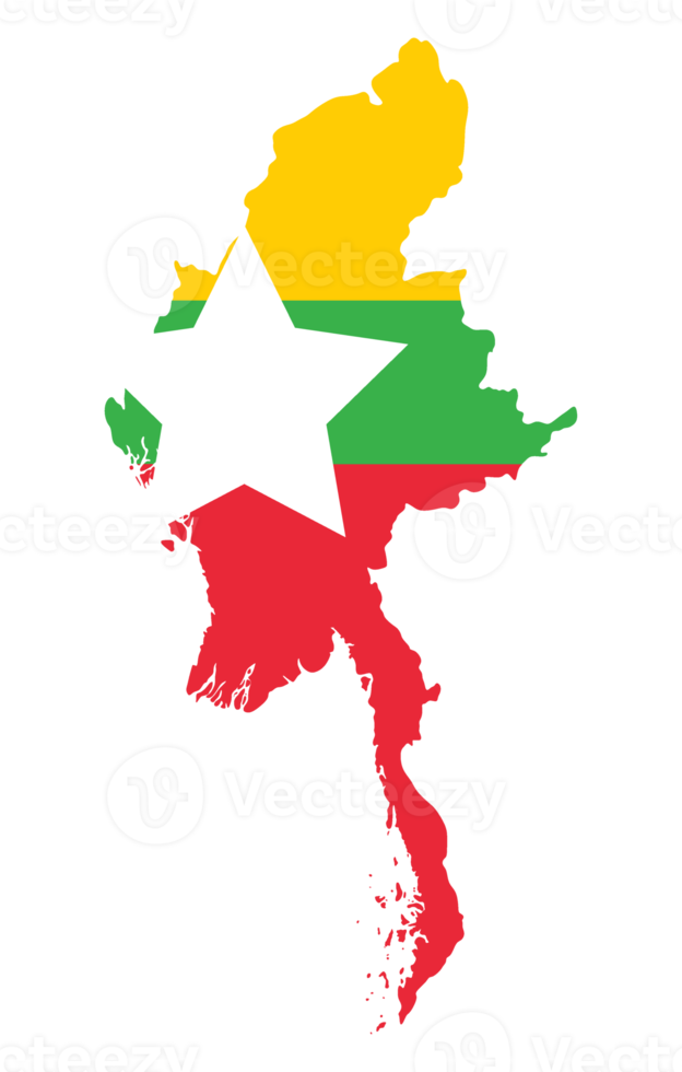 Myanmar carta geografica bandiera dentro png