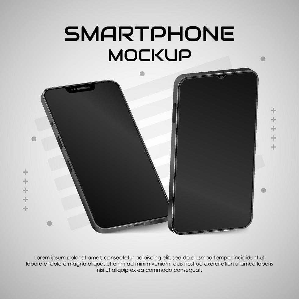 3D Grey Mobile Phone Mockup vector