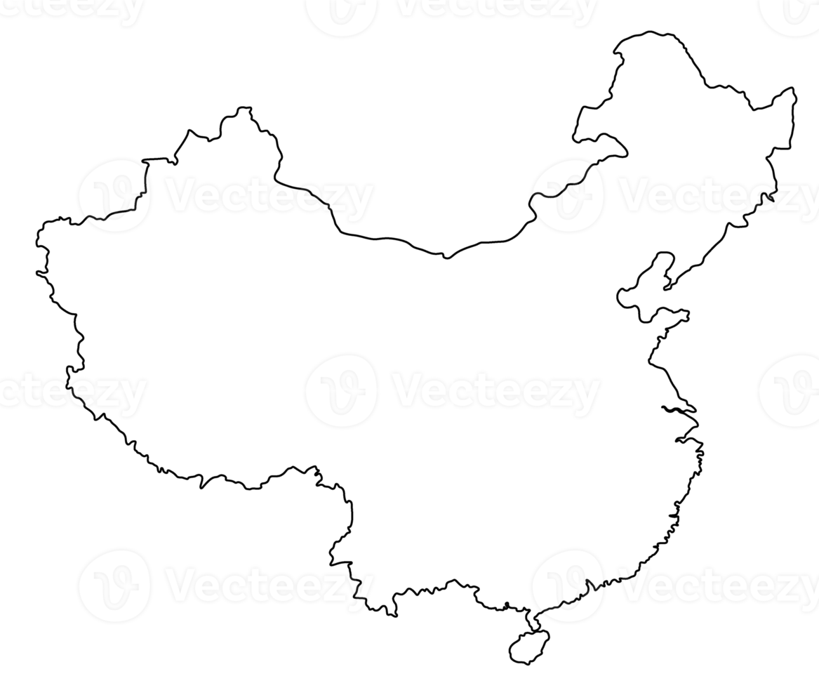 China mapa en blanco color png