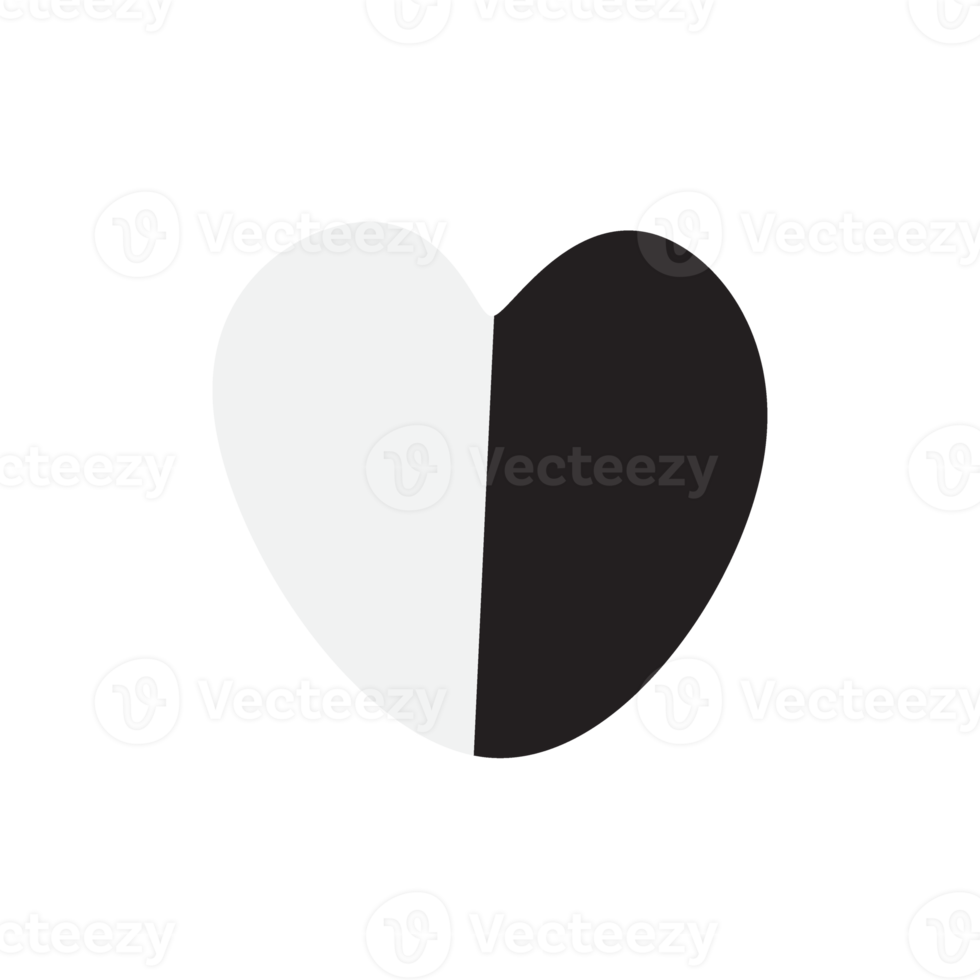 Black-White side heart symbol different partners in a relationship png