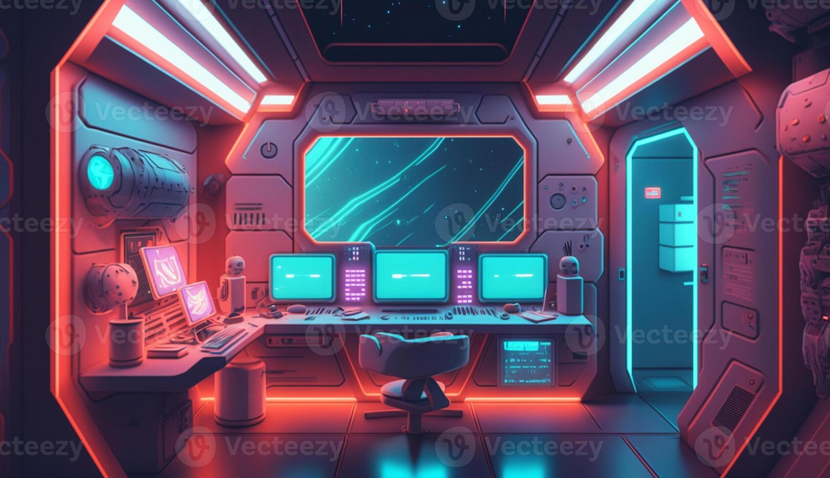 Spaceship room interior design illustration,Spaceship Control Room wallpaper , photo