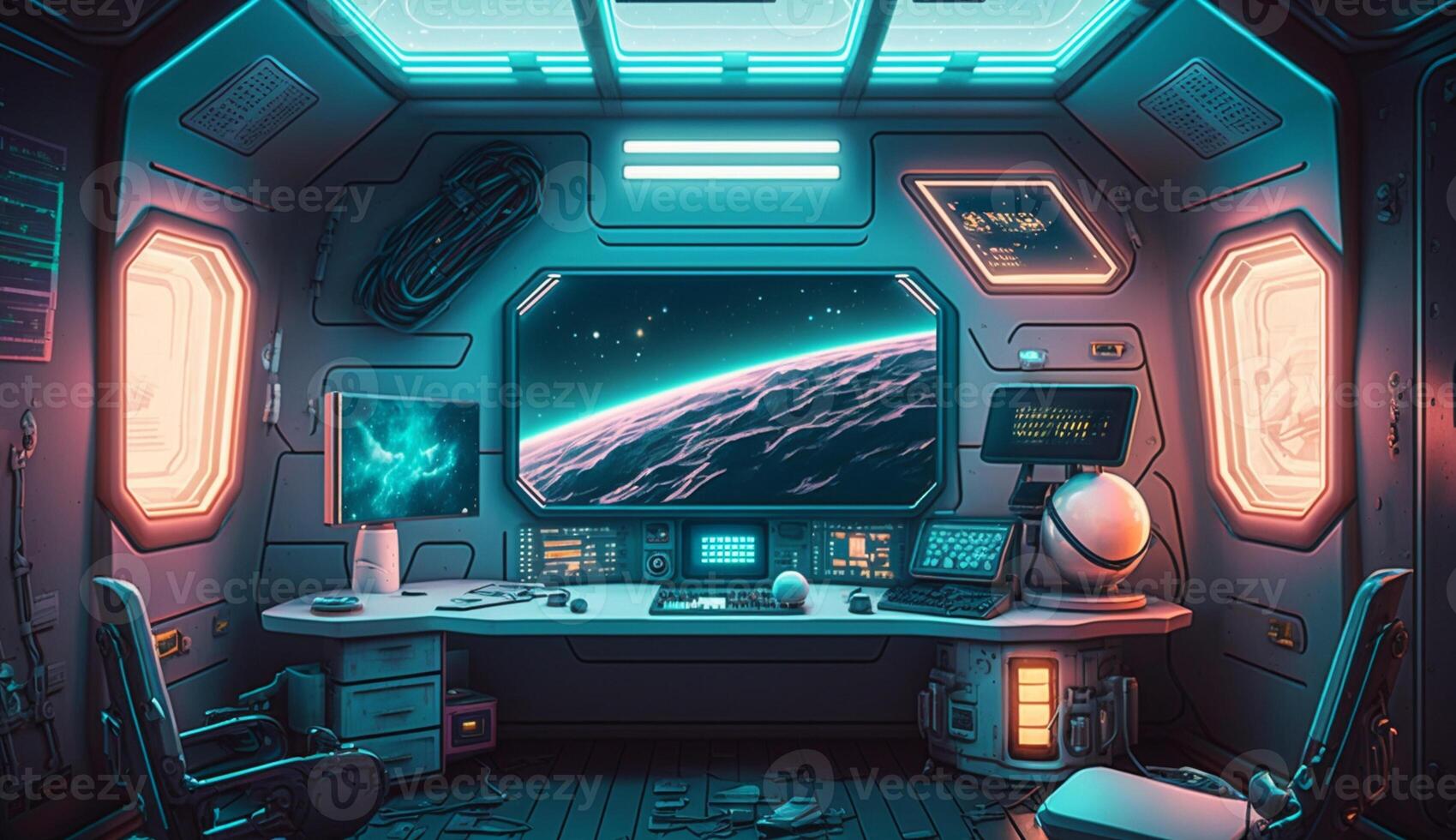 Spaceship room interior design illustration,Spaceship Control Room wallpaper , photo