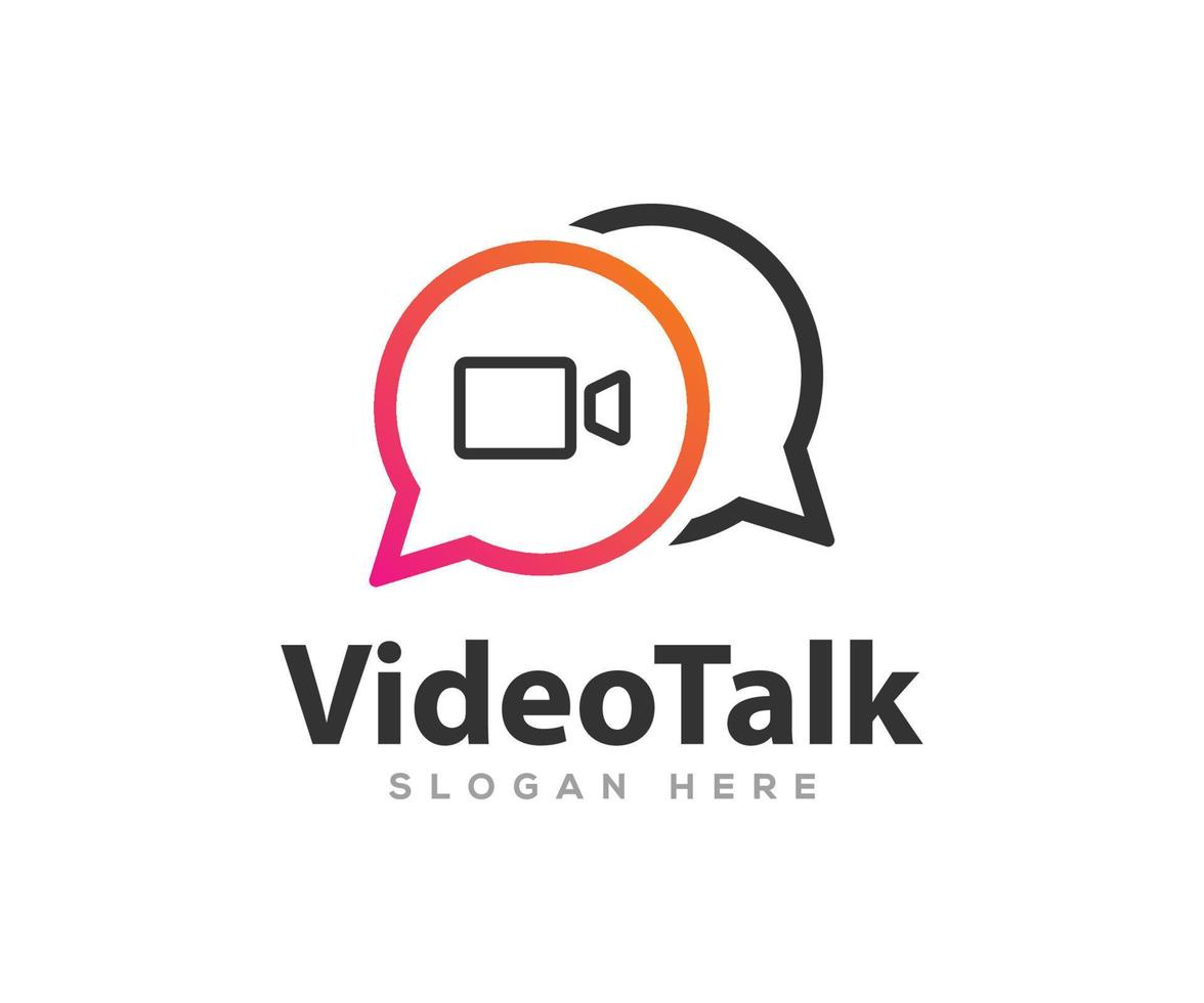 Modern video chat conference logo design template vector
