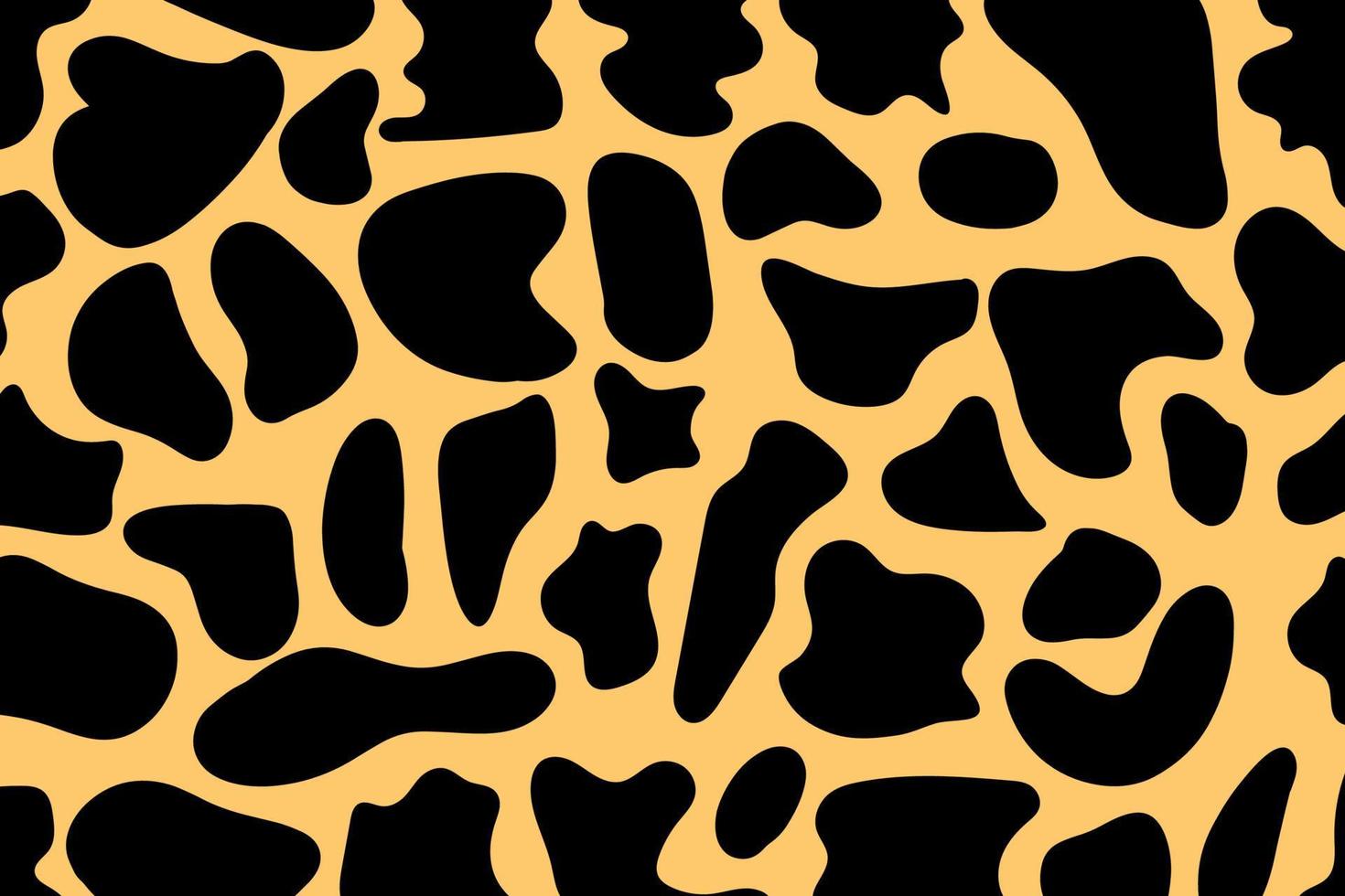 Irregular amorphous liquid shapes, black organic fluid blot, simple ink stain isolated on yellow background. Abstract black spots on white background square shape. Flat style design vector