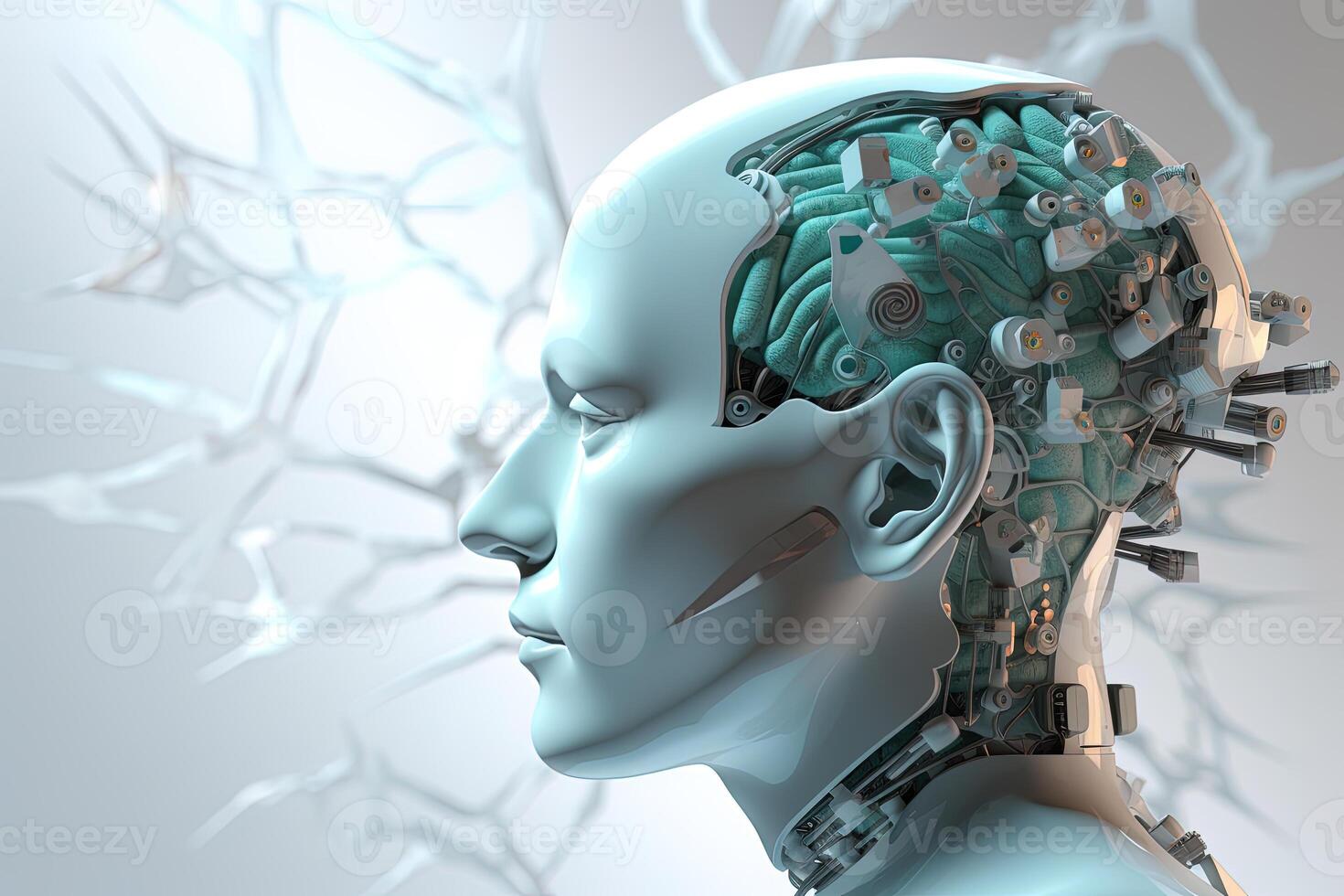 3d rendering artificial intelligence robot cyborg. photo