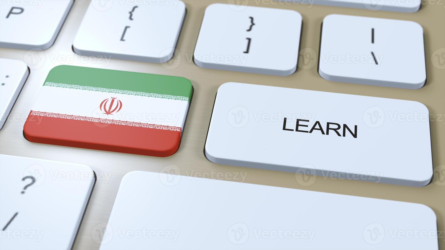 Learn Persian Language Concept. Online Study Courses. Button with Text on Keyboard. 3D Illustration photo