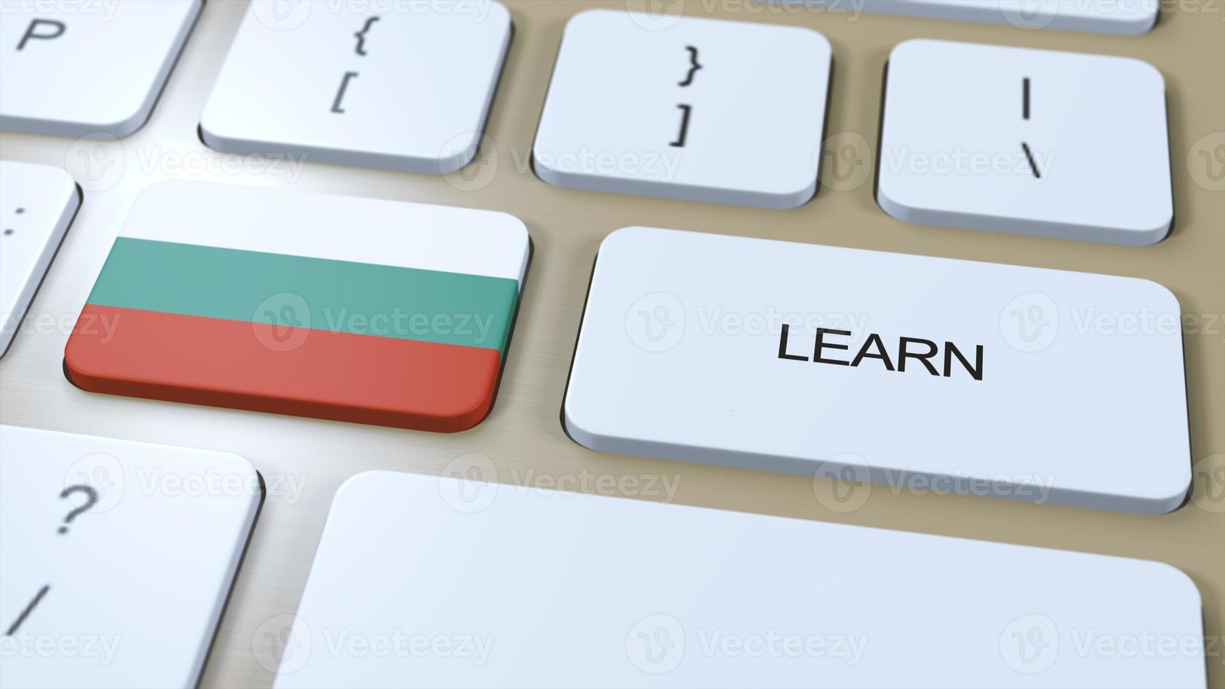 Learn Bulgarian Language Concept. Online Study Courses. Button with Text on Keyboard. 3D Illustration photo