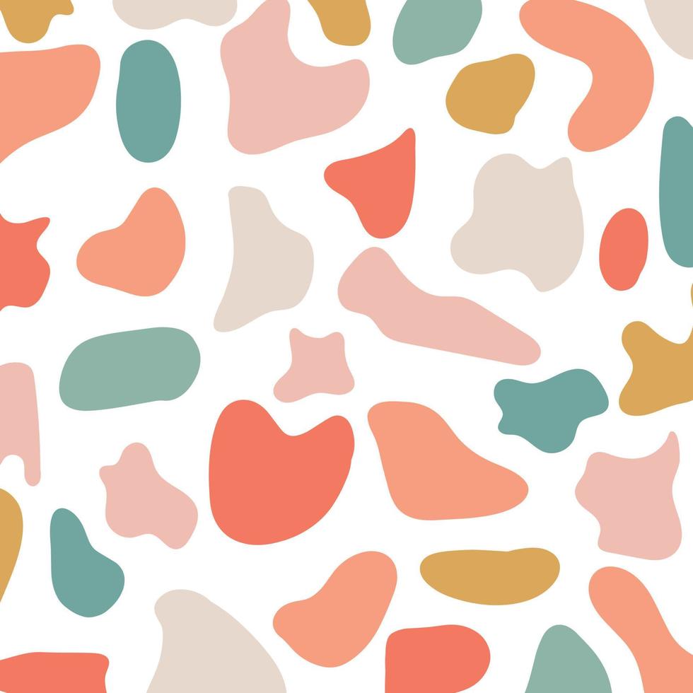 Background of Irregular shapes of amorphous liquid, Colored spots of organic liquid highlighted on a white background. Abstract spots on a white background. Flat style design, vector