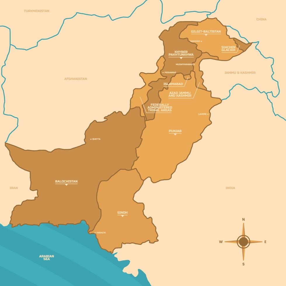 detallado Pakistán país mapa vector