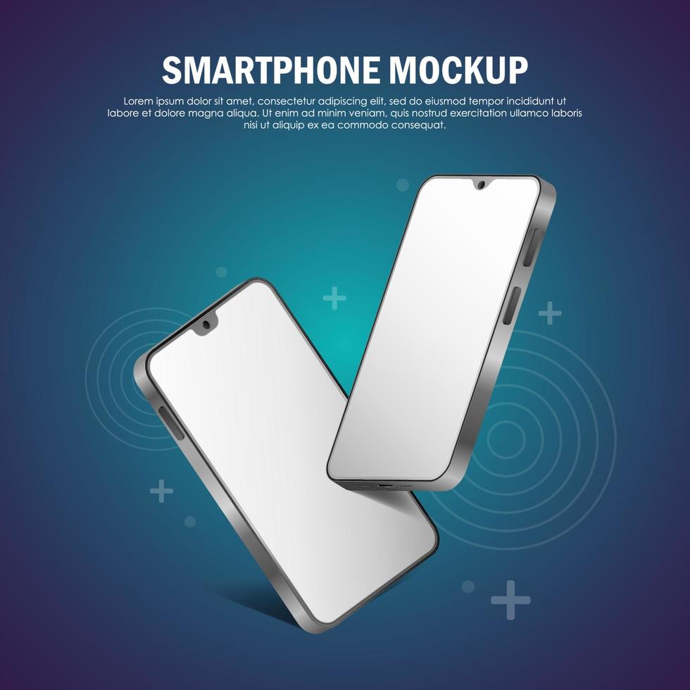 3D Silver Mobile Phone Mockup vector