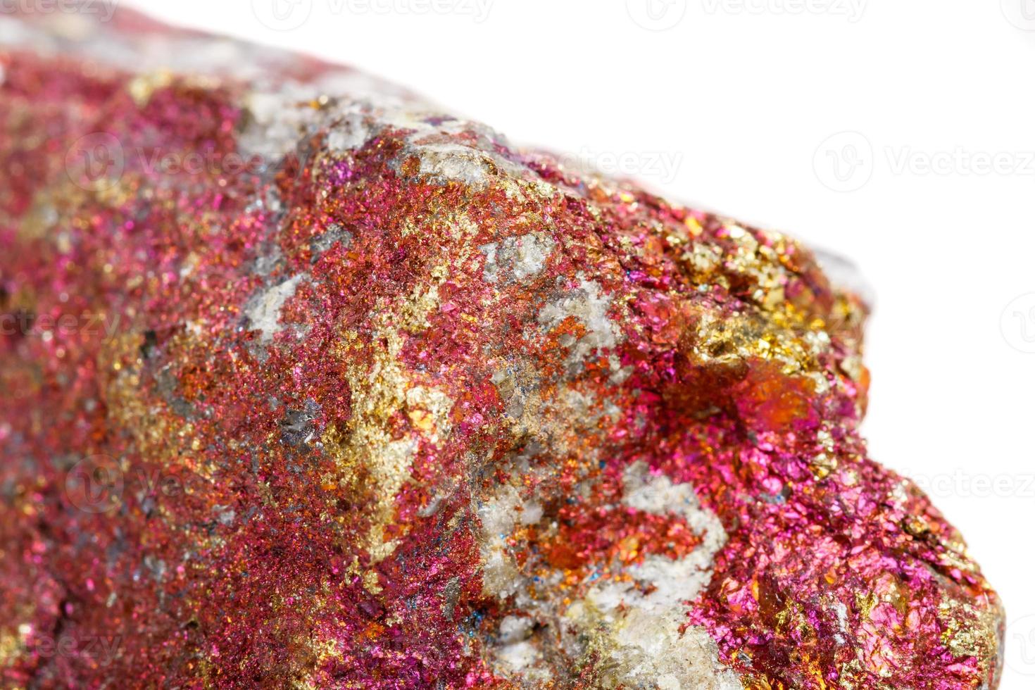 Macro mineral stone Chalcopyrite in the rock on a white background photo