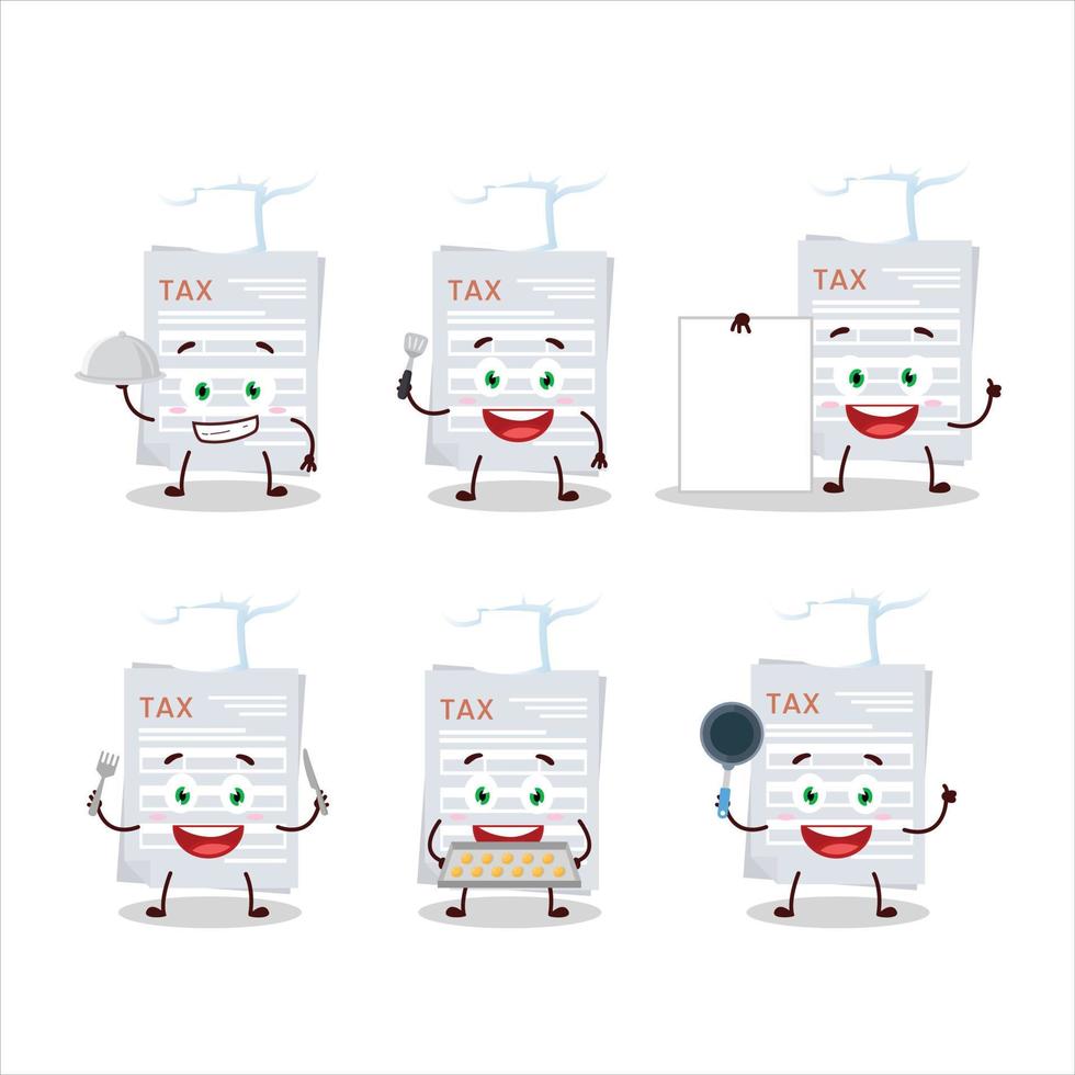 Cartoon character of tax payment with various chef emoticons vector