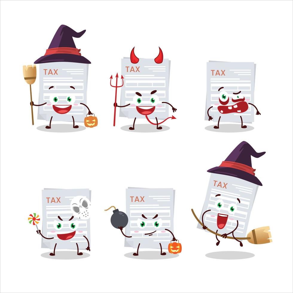 Halloween expression emoticons with cartoon character of tax payment vector