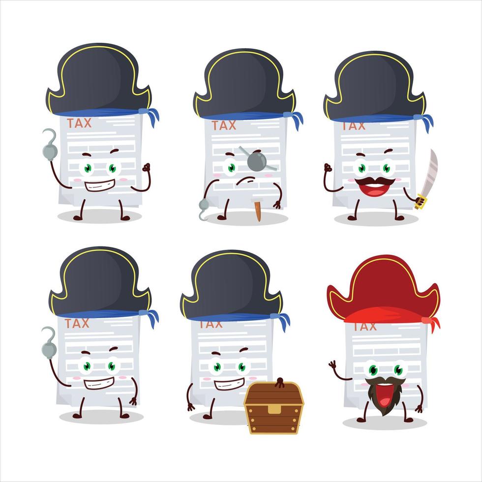 dibujos animados personaje de impuesto pago con varios piratas emoticones vector