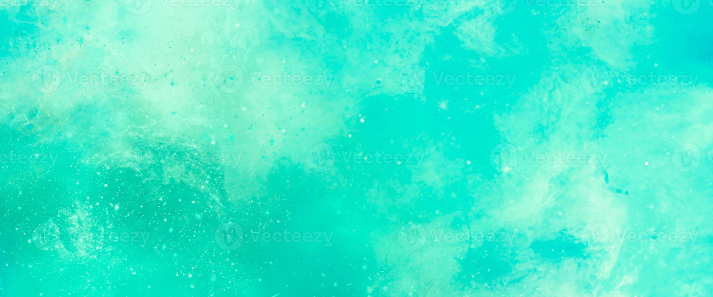 background with rays. background with wall cement. old vintage blue green background with distressed texture and grunge design with black border. Cosmic neon polar lights watercolor background. photo