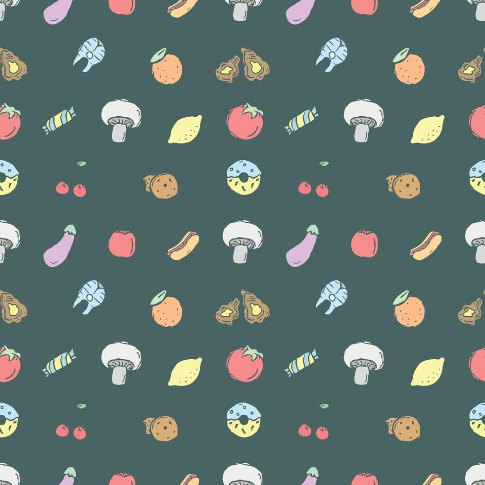 Seamless pattern with food icons. doodle food pattern. Food background vector