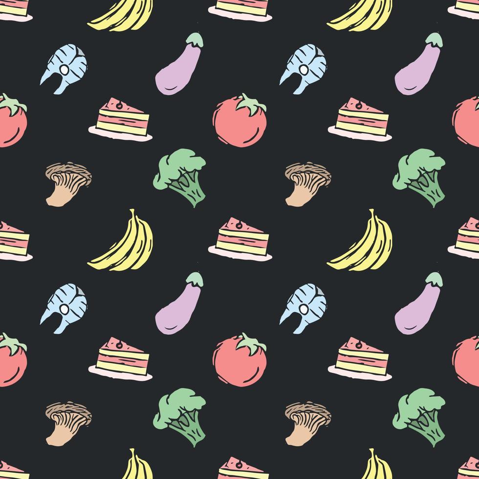 Seamless pattern with food icons. doodle food pattern. Food background vector