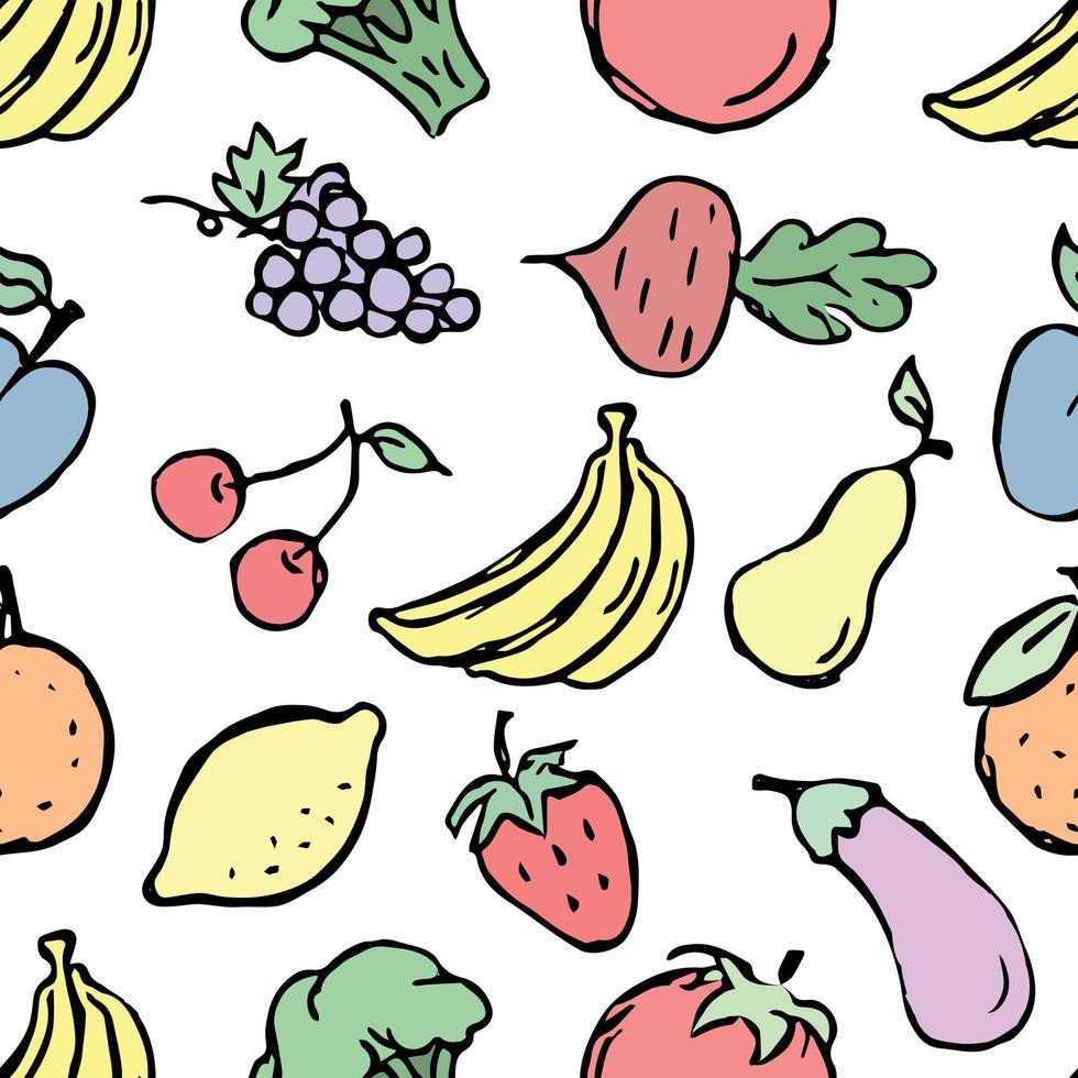 Seamless pattern with food icons. doodle food pattern. Food background ...