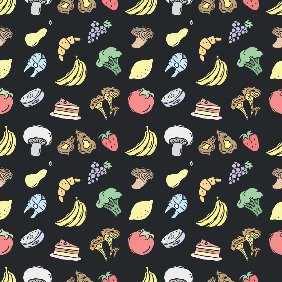 Seamless pattern with food icons. doodle food pattern. Food background vector