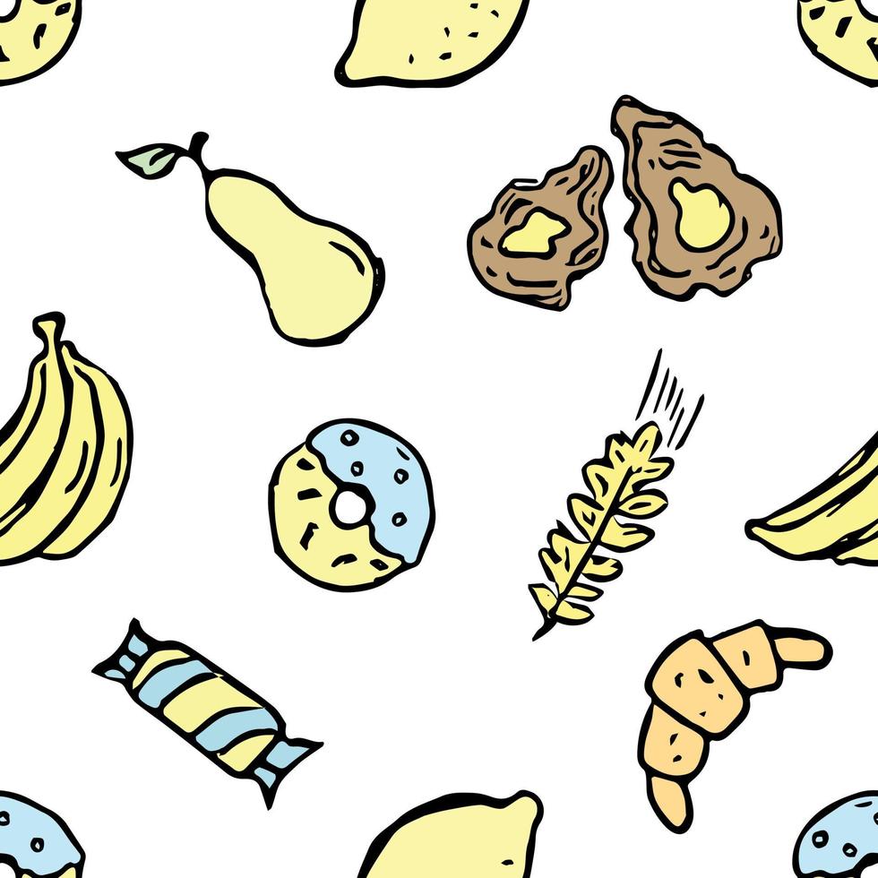 Seamless pattern with food icons. doodle food pattern. Food background vector