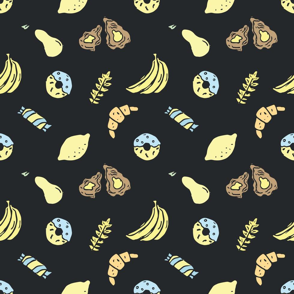 Seamless pattern with food icons. doodle food pattern. Food background vector