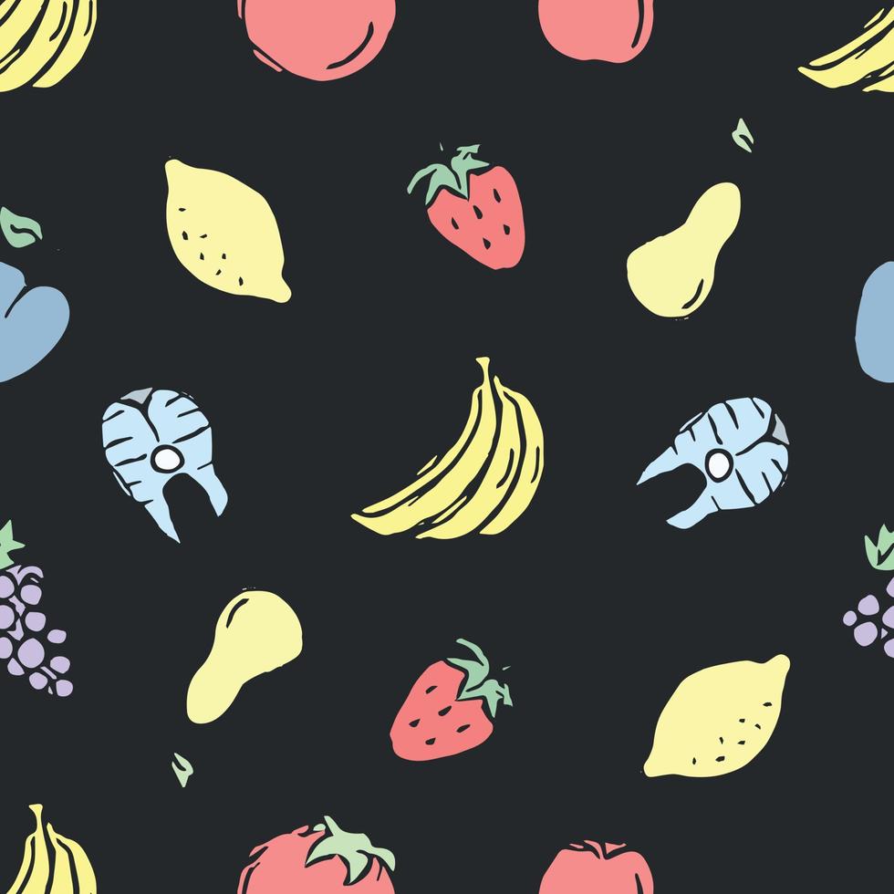 Seamless pattern with food icons. doodle food pattern. Food background vector