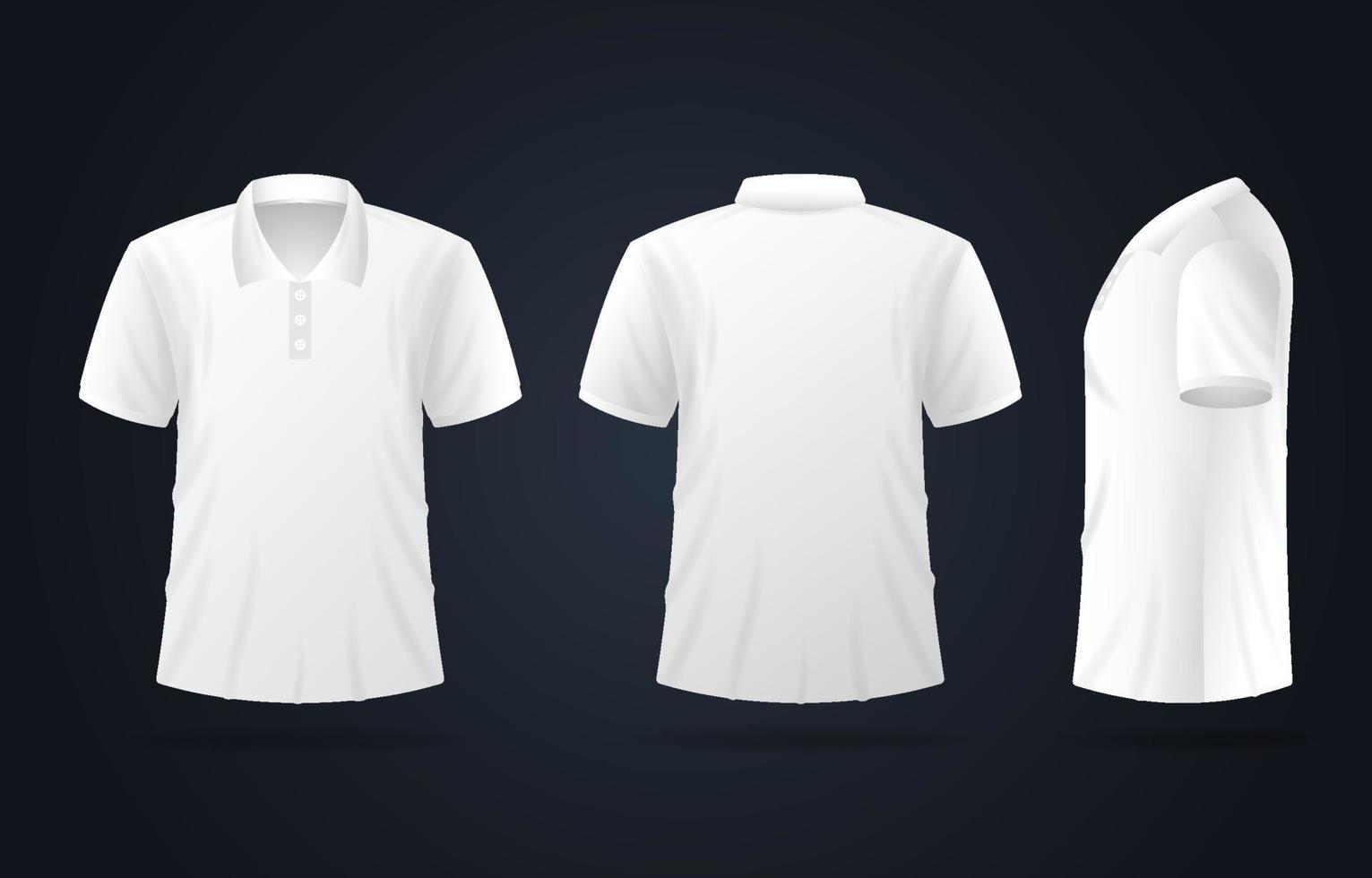 3D Realistic White Polo Shirt Template vector