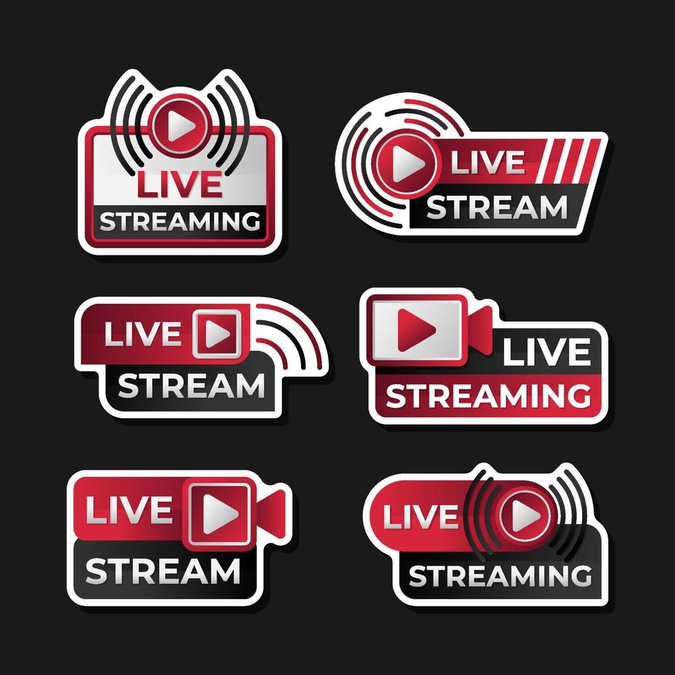 Live Streaming Badge Template Set vector