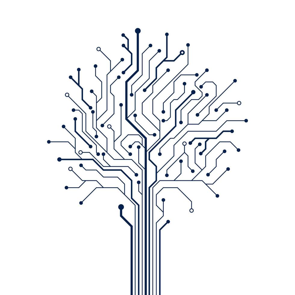 circuito árbol en blanco antecedentes. tecnología diseño elemento. computadora Ingenieria hardware sistema. vector