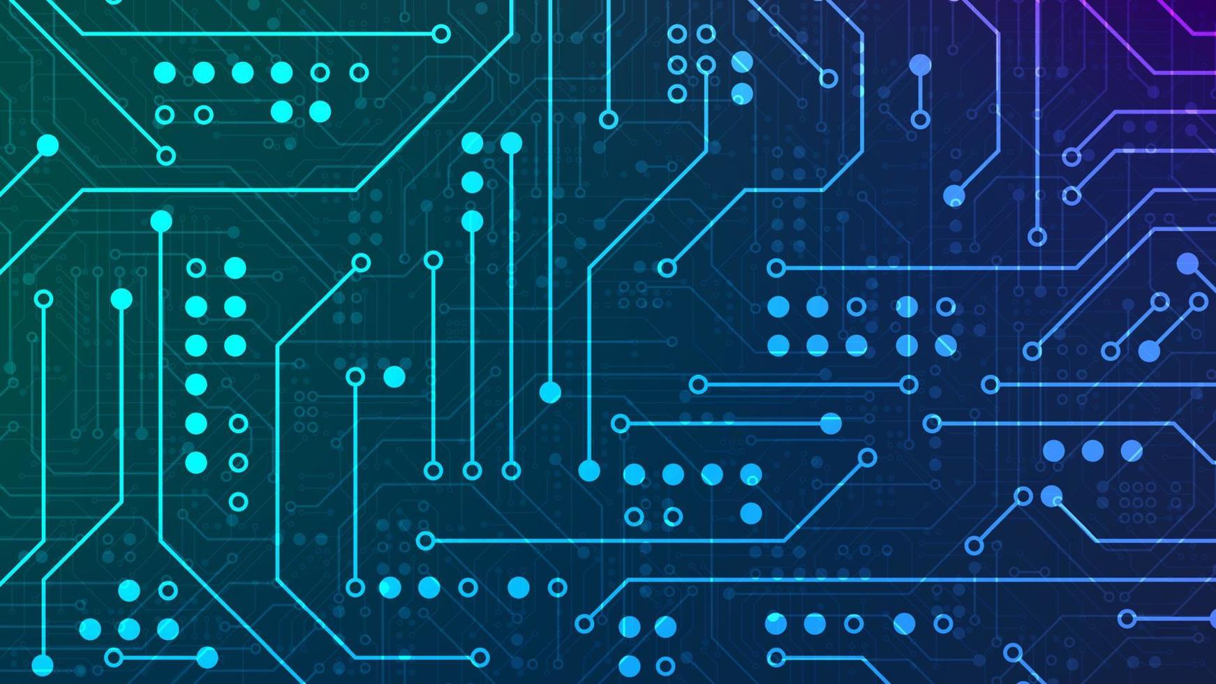 Circuit board. High computer technology blue color background. Hi-tech digital technology concept. Vector illustration