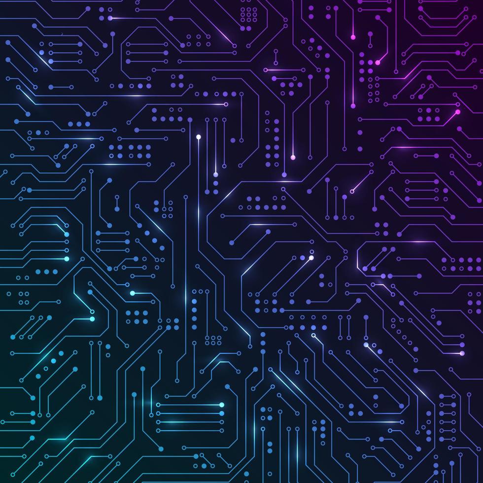 Circuit. Bright Tracks and connections on the computer board. Hardwere abstract texture. Technology background. Vector illustration
