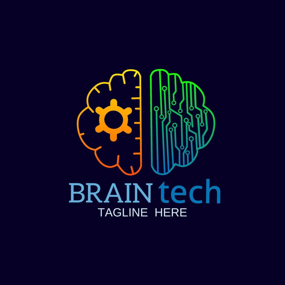 illustration vector graphic of brains tech logo template