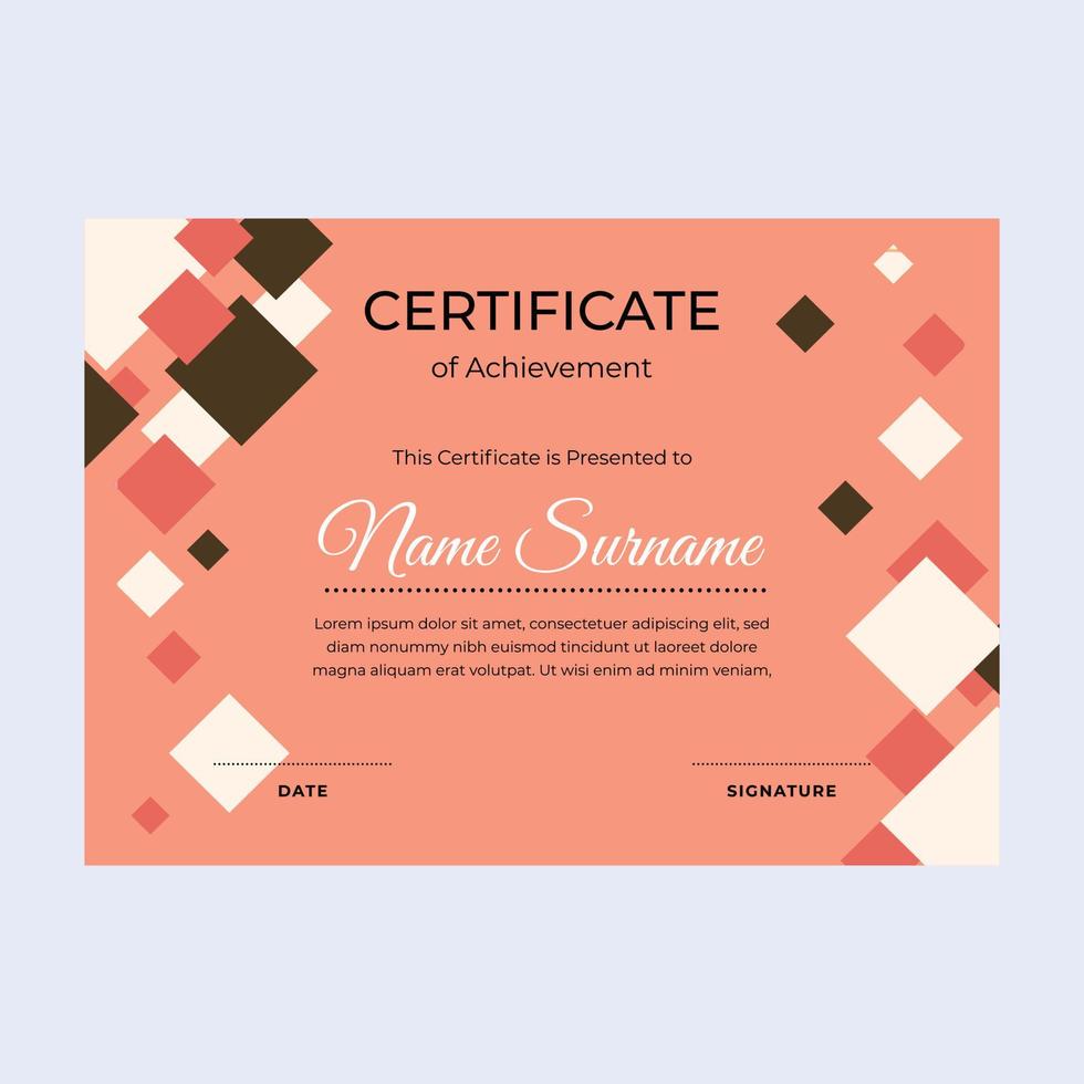 Brown certificate of achievement suitable for awards in corporate, personal business, and community vector