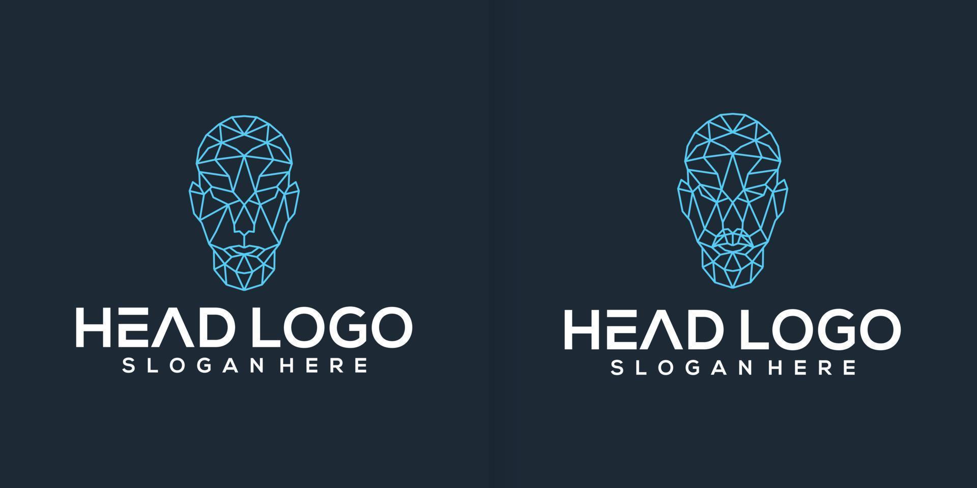 Head tech logo, robotic technology logo design inspiration vector