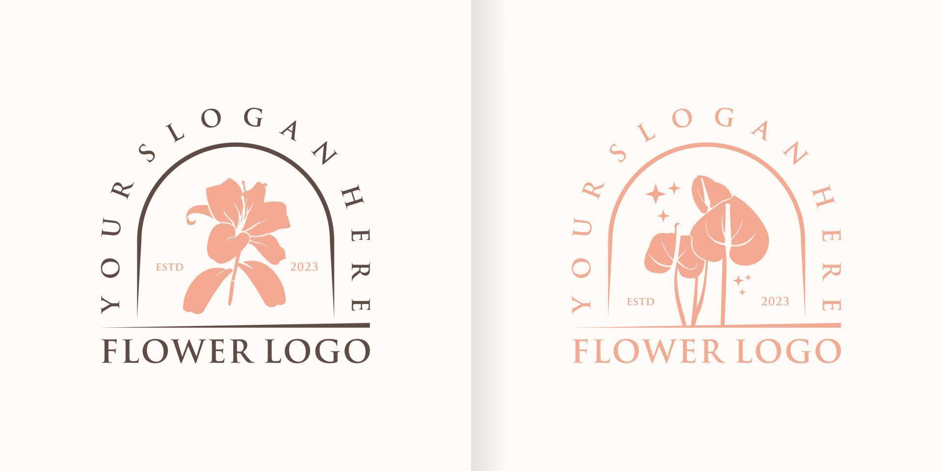 Lotus Flower Collection Abstract logo Beauty Spa Salon Cosmetic brand Linear Style. Looped Leaves Logotype design vector Luxury Fashion template