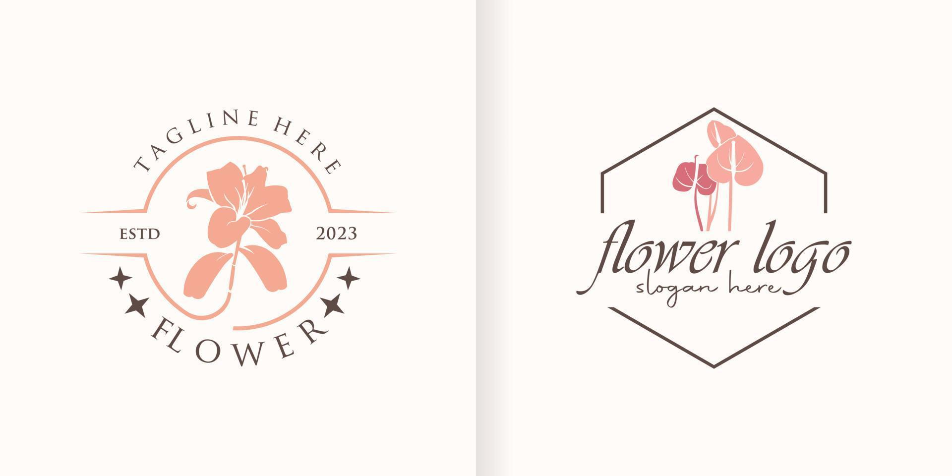 Flower Collection Abstract logo Beauty Spa Salon Cosmetic brand Linear Style vector