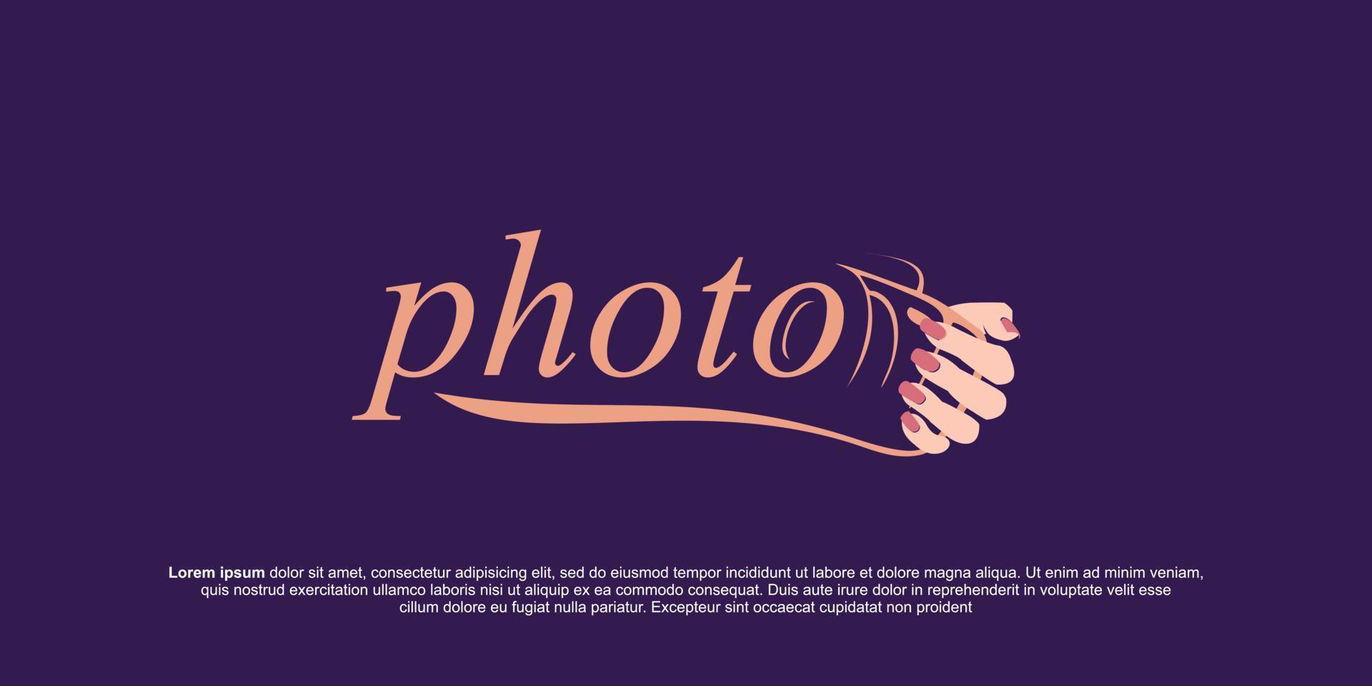 Simple feminine photography logo vector