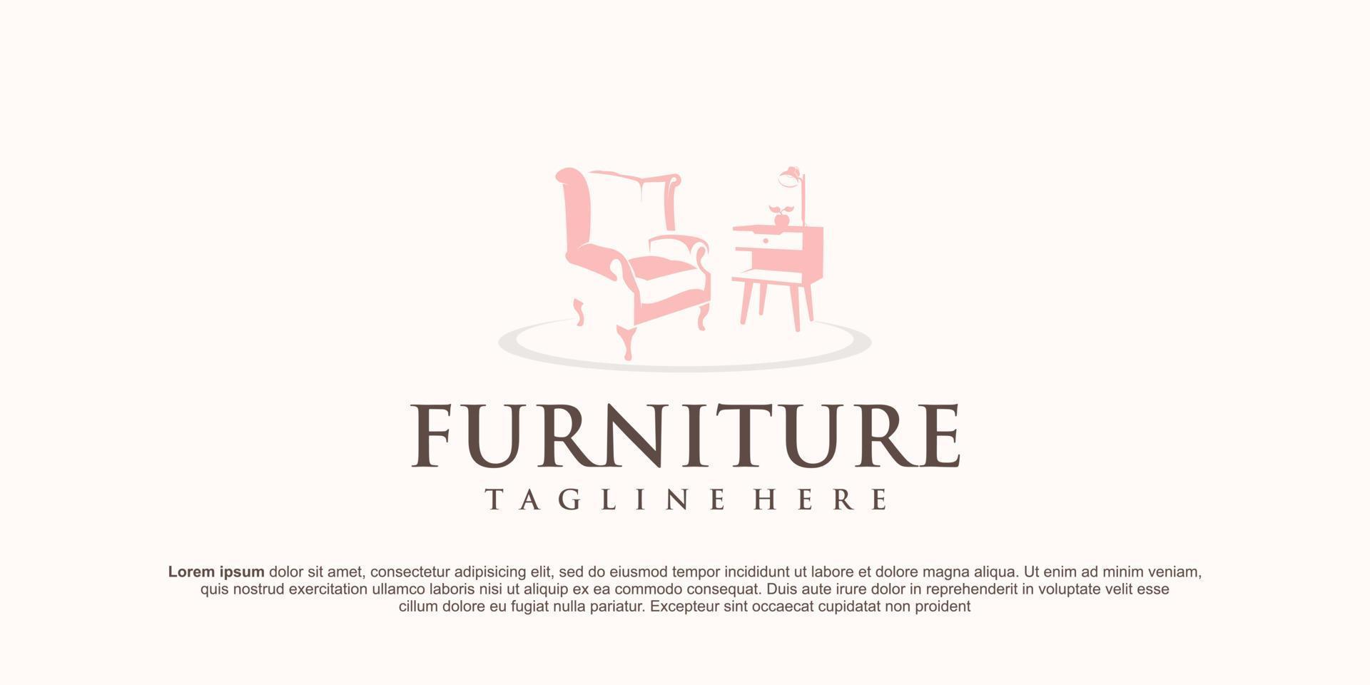 minimalist furniture logo design style collection vector