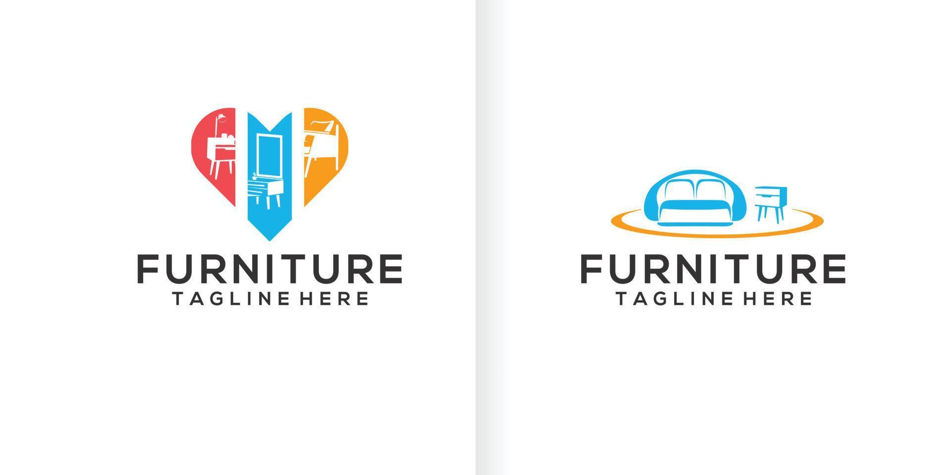 Furniture and interior design logo concept collection vector