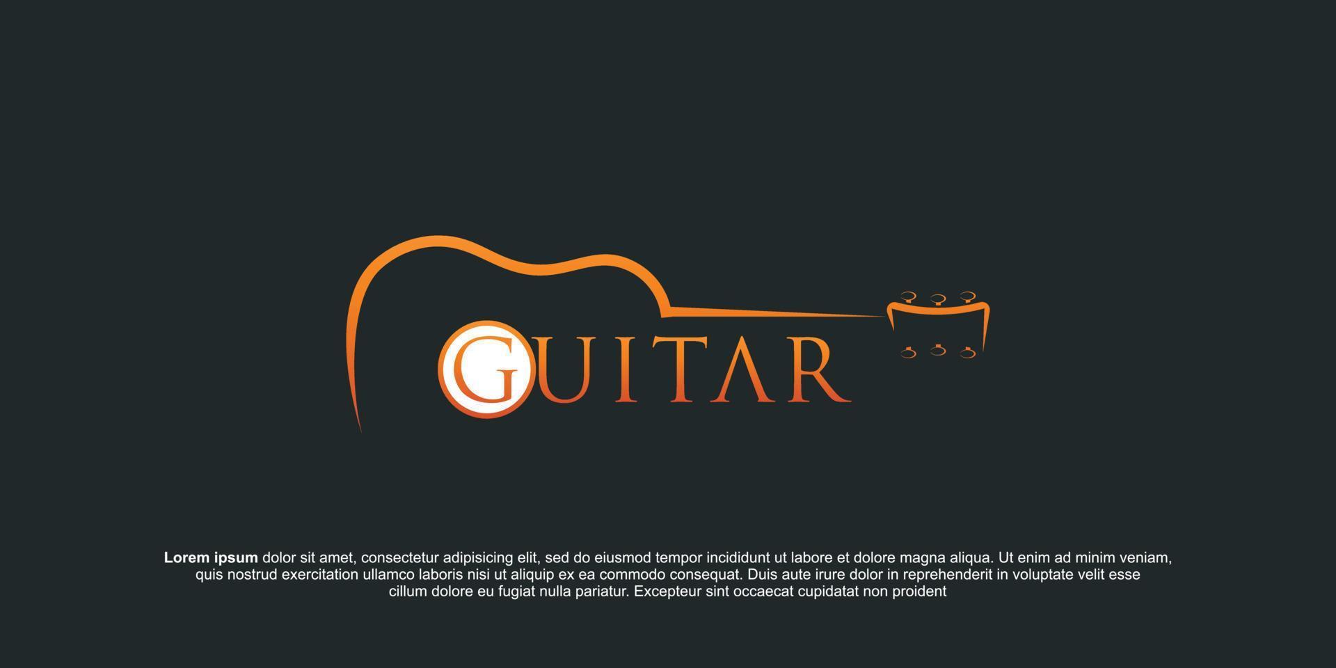 Set of guitar shop hand written lettering logos, emblems, badges. Vintage style vector