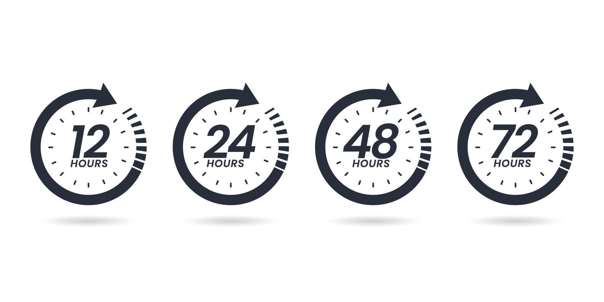 12 24 48 And 72 Hours Clock Sign Icons Service Opening Hours Work 