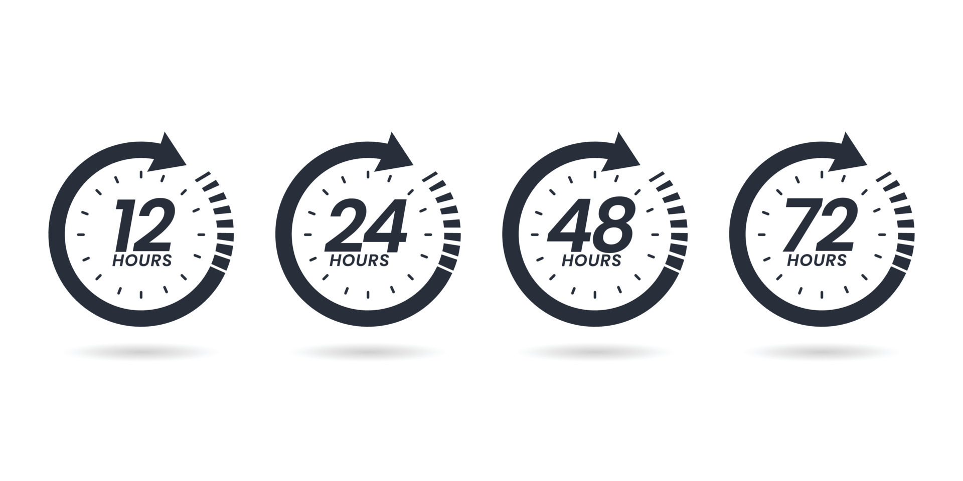 12 24 48 And 72 Hours Clock Sign Icons Service Opening Hours Work 